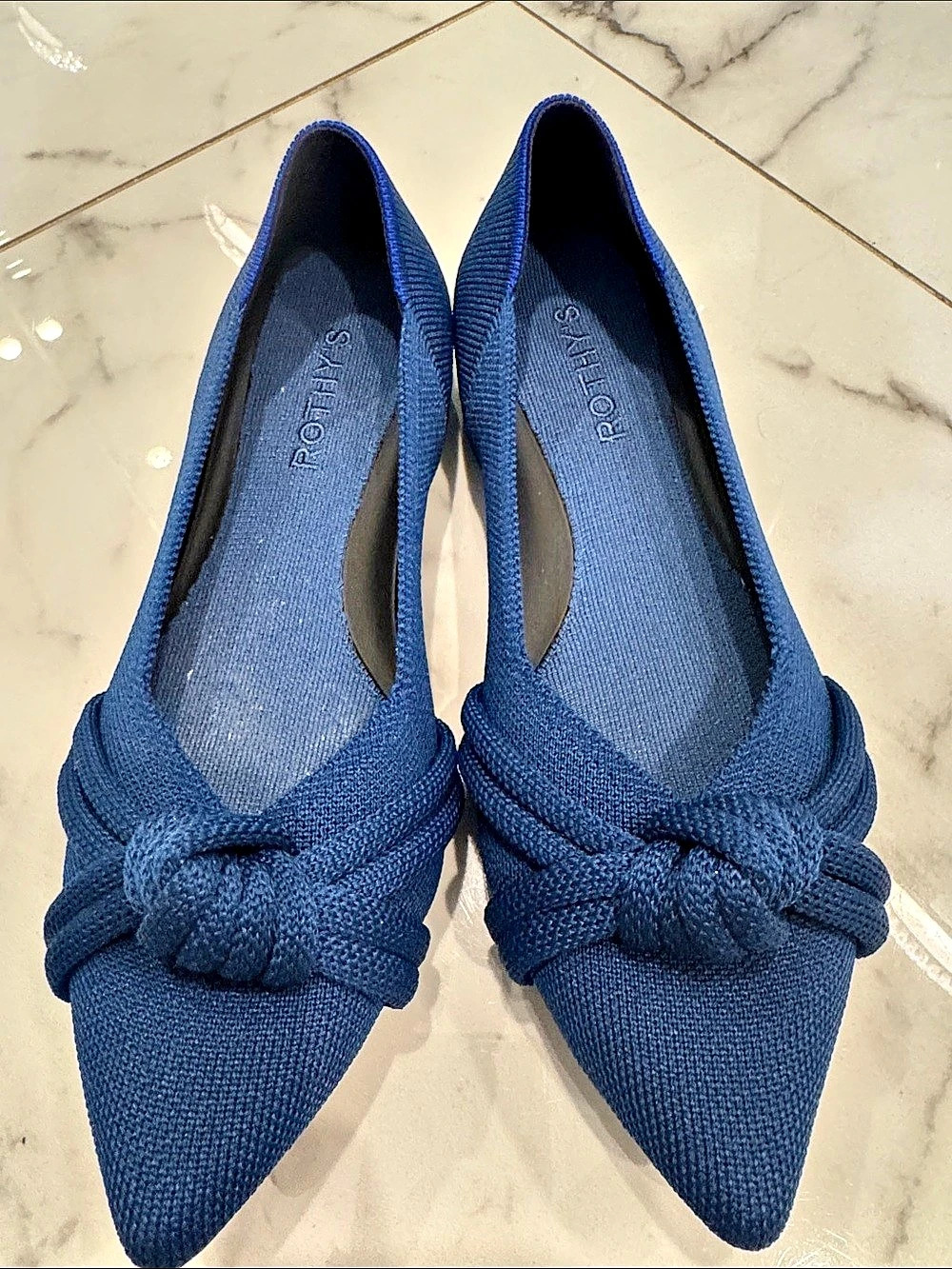 Rothy's The Knot Point II Blue Pointed-Toe Flats US 8.5